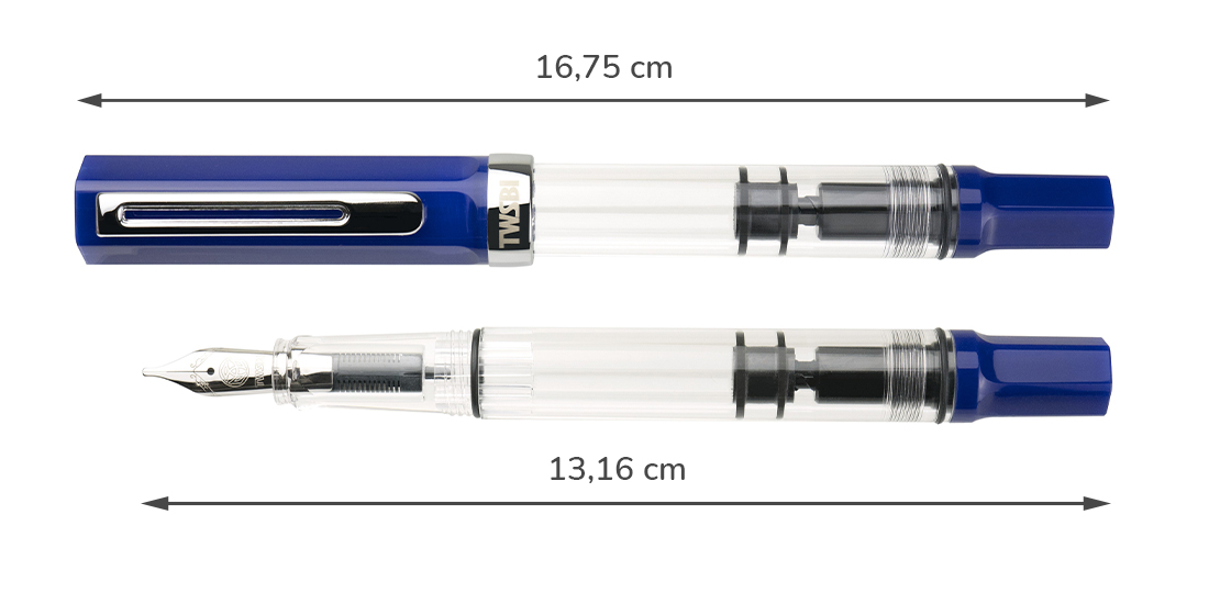 TWSBI pistove pero_dark sapphire rozmery